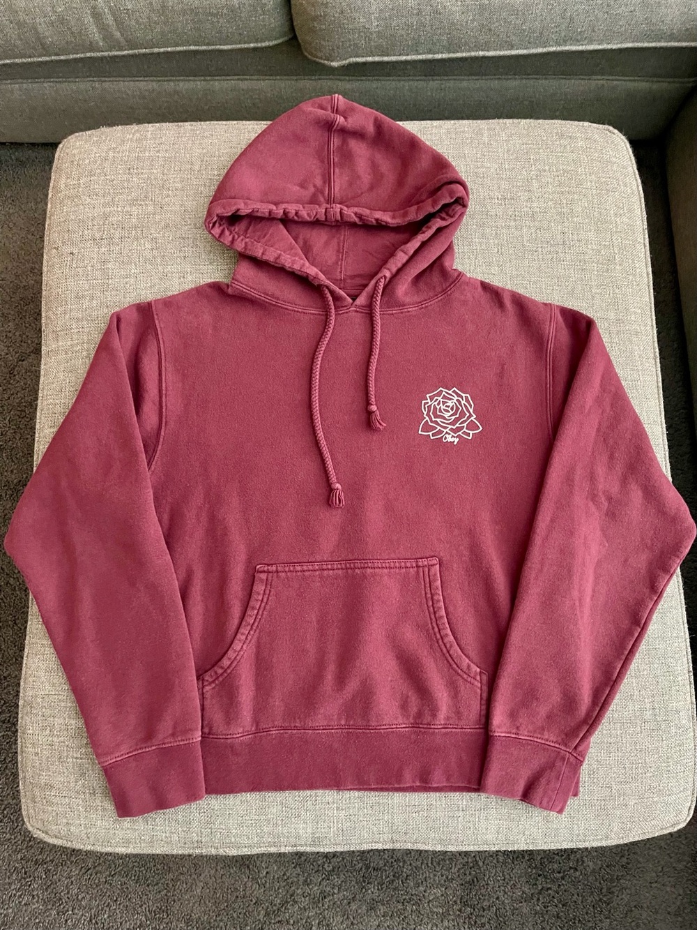 Obey Burgundy Hoodie with Drawstring